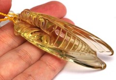 Natural Topaz Handcarved Gold Cicada Necklace Pendant for Women’s Birthday Gift