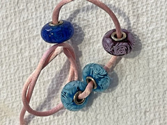 NEW Lot of 4 Murano Italian Roses Glass Beads Roses design New European