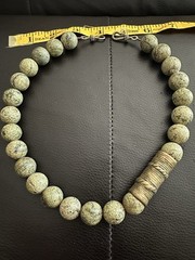 Gray Green Jasper Stone Beaded Necklace, Hook Closure, Round Beads, 18 in Length