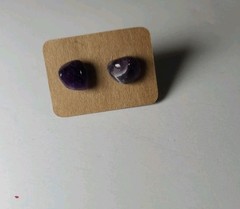 Handmade Amethyst Crystal Stone Stud Earrings Surgical Steel