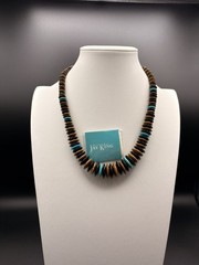 Jay King Mine Finds DTR Black Onyx, Tiger Eye and Turquoise Disc Necklace Silver