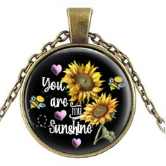 You Are My Sunshine Sunflowers Pendant Necklace Photo Jewelry Love Gifts