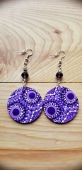 Dot Art Bohemian Purple Lilac Mandala Hand Painted Original Women’s Earrings