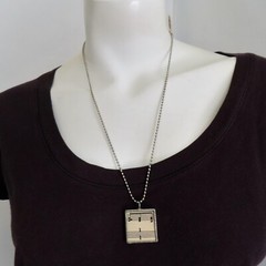 Vtg Y2K Handmade Soldered Glass Charm Necklace Letter V Music Notes Shabby Chic