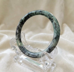 Burmese Jade Bangle: Donut Shape, Type A Green Gray Jadeite (62.6 MM)