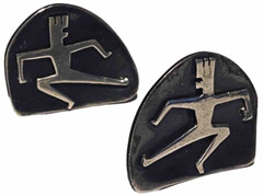 L C MEXICO STERLING SILVER STUDIO ARTISAN MID CENTURY MODERN FIGURE EARRINGS