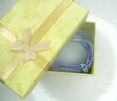 Blue Bead Bracelet Two Tone Glass Multi Strand Rhinestone Adjustable Handmade