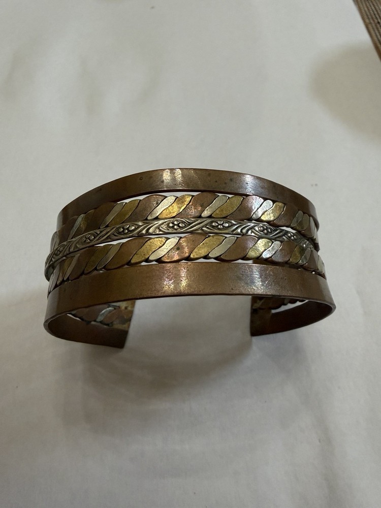 Unsigned Mixed Metal Copper cuff Handmade