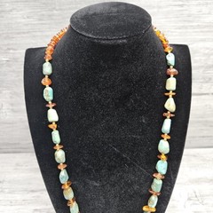 Lee Sands Amber and Turquoise 28″ Necklace made in Hawaii