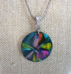 Mother of Pearl Shell Artisan Hand Painted Pendant & Earring Set Clearlight
