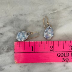 Artisan Ceramic Blue Gold Glaze Drop Earrings Handmade Art Pottery Cloud Pastel
