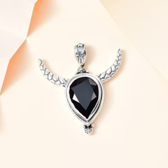 Artisan Crafted Black Spinel Bull Head Pendant in Sterling Silver 11.75 ctw