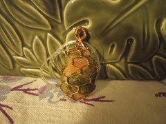 Copper Wire Wrapped Unakite Gemstone Pendant Handmade Jewelry Clear Stretch Cord