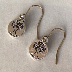 NEW HANDMADE SILVER 925 ANTIQUE GOLD PLATED SUNDANCE CHARM EARRINGS TREE OF LIFE