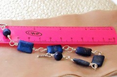 Lapis Lazuli Smooth Lozenge w/silver,Station Bracelet, Toggle Clasp (#2LL) 6.75″