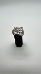 Vintage Sterling Silver Clear Tourmaline Cluster Ring Statement Cocktail Jewelry