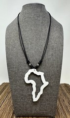White Africa Necklace Pendant – Handmade Unisex Wooden Jewelry | Adjustable