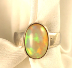Sterling Silver Ring Ethiopian Opal Gemstone Handcrafted Size 9