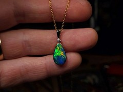 Parhelion’ Australian Opal & Diamond Pendant Rare Gem Gift 1.26g Q55