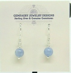 Sterling Silver Natural ANGELITE Gemstone Dangle Earrings #1593…Handmade USA