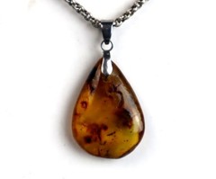 Lovely Natural Clear Light Green Amber Pendant 39mm