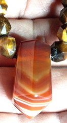 Carnelian Stone with Tiger eye faceted beads handmade adjustable necklace.
