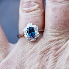 Lab Made London Blue Topaz Ring Solid Sterling Silver 925 , December birthstone