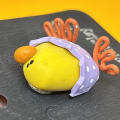 1” handcrafted miniature chick In Purple Polka Dot Egg 🥚 figurine Pin