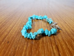 Small 925 STERLING Turquoise Rock Nuggets Strength STRETCH Bracelet Good Health