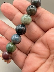 12mm Indian Agate Bracelet With Paw Print Super Cute Natural Gemstone