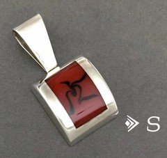 SILPADA Sterling Silver Large Inlaid RED JASPER Dome Pendant~#S0818~RETIRED!