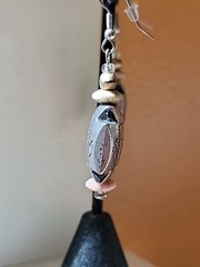 Southwest Tribal Style Pillow Earrings Dangle Stamped Silver Tone 2 1/2 inches