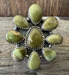 Sterling Silver Native Style SW Genuine Otteson Bros Royston Turq Cluster Ring