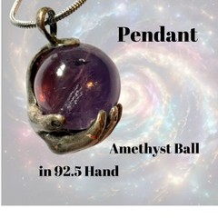 Amethyst Ball in 92.5 Hand Pendant spiritual wisdom clarity & peace by JKL 813