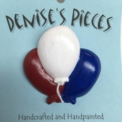 Patriotic Balloons Pin Brooch Red White Blue