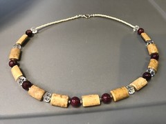 Handmade Necklace of Brown and Purple Magnesite Gemstone Beads with Czech Glass