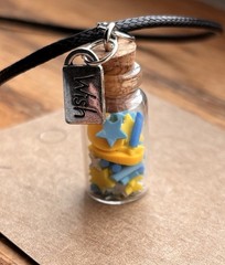 Moon And Stars In A Jar Wish Pendant On Black Cord Gift