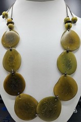Tagua Nut Necklace Moss Green Adjustable To 28 Inches Includes FREE Gift Bag!