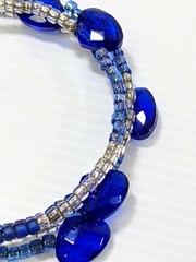 Artisan Blue Glass Bead Indianapolis Colts Football Memory Wire Wrap Bracelet