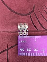 Modern Red Garnet Three Row Wrap Cocktail Sterling Silver Ring Size 6.5