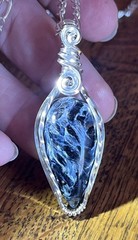 Blue Pietersite ~ Handmade 925 Sterling Silver wire wrapped pendant 8p