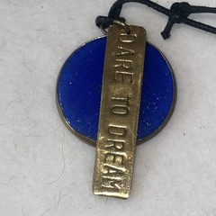 DARE TO DREAM Recycled Glass Black Cord Necklace with Blue and Gold Pendant