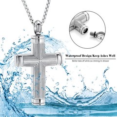 Cross Urn Necklace for Ashe Stainless Steel Urn Cremation Jewelry for Human /Pet