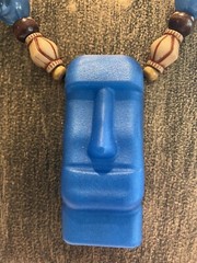 Handcrafted Tiki Head Epoxy Resin Pendant Necklace 18” #5