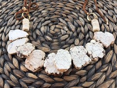 GORGEOUS White Beige Buffalo Stone Large Slab Statement Adjustable Necklace