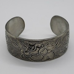 Salisbury Pewter Flower of the Month Rose Cuff Bracelet in box