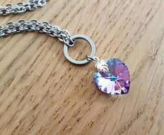 Crystal Heart O-Ring Necklace made with Swarovski Alexandrite day collar bdsm