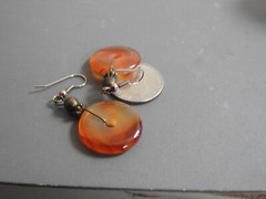 transluscent AGATE EARRINGS pierced dangles beautiful clear orange/beige