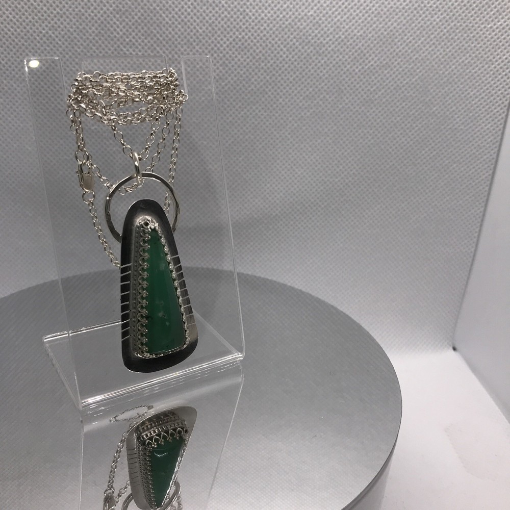 Pendant Sterling Silver & Chrysoprase W/18” Chain