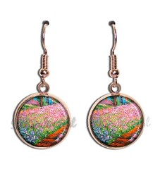 Monet’s Artist’s Garden at Giverny Handmade Resin Dangling Earrings 16MM SIZE